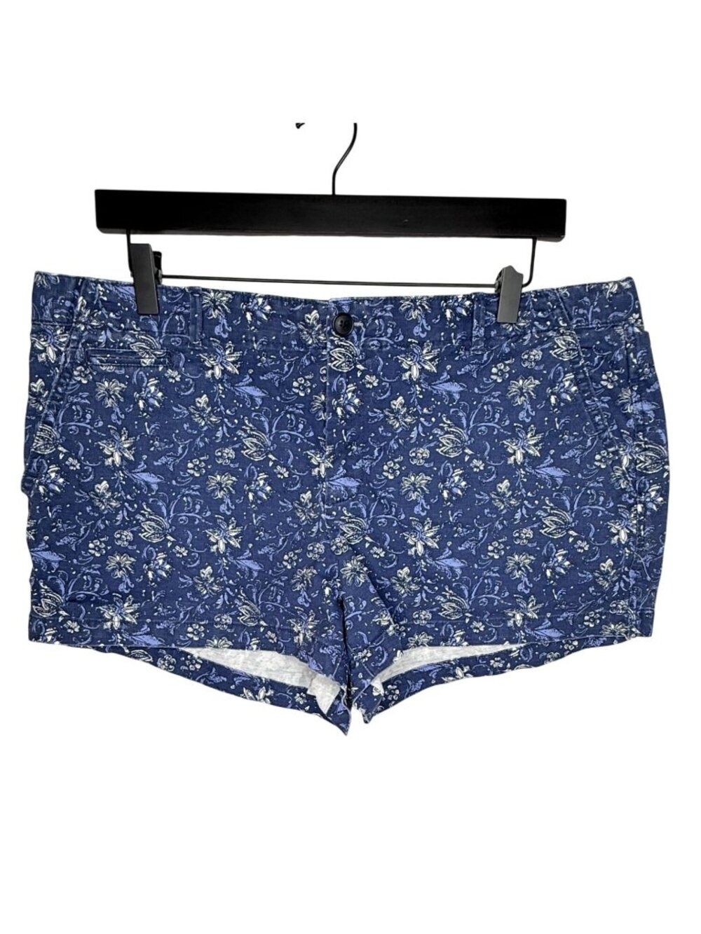 GAP Women's Floral Shorts Blue White Stretch Summer Casual Size 14